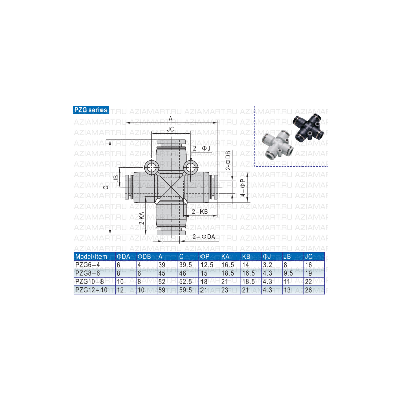PEG Фиттинг пневматический AirTac (tube-tube type)