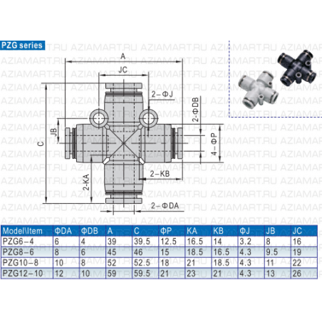 PEG Фиттинг пневматический AirTac (tube-tube type)