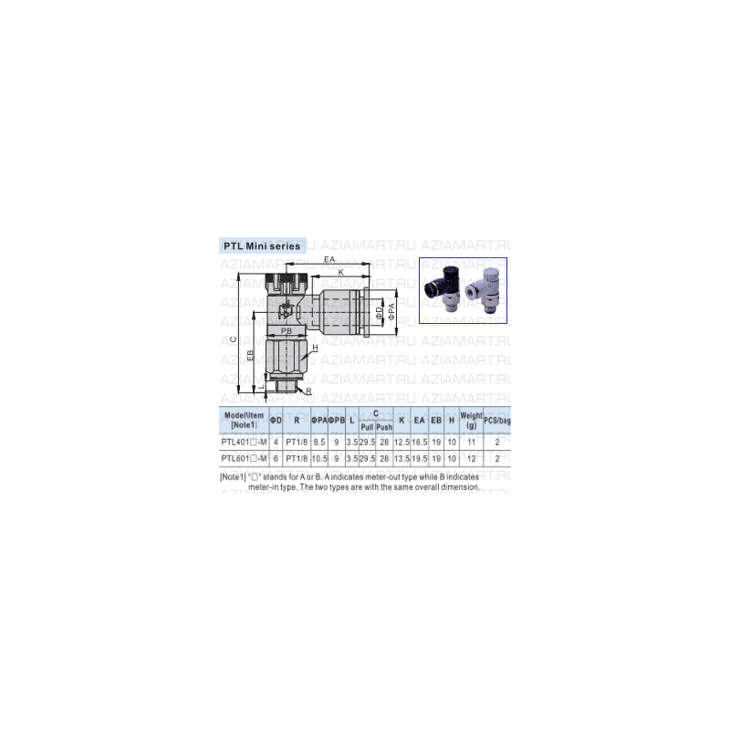 PTL Фиттинг пневматический AirTac (mini)